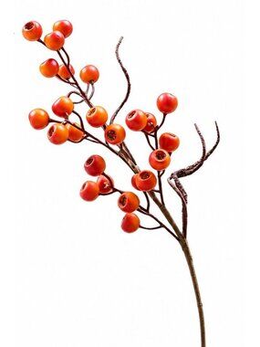 Artificial Rose Hip Berry Stem Orange 23 Inch Wired Fall